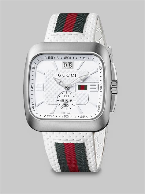 white leather strap for gucci diamants watches|Gucci interchangeable watch straps.